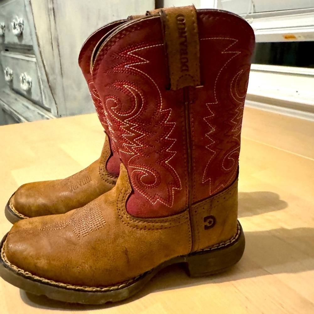 Durango Kids 11M Western Briar Brown Brick Red Cowboy Boots (C02)